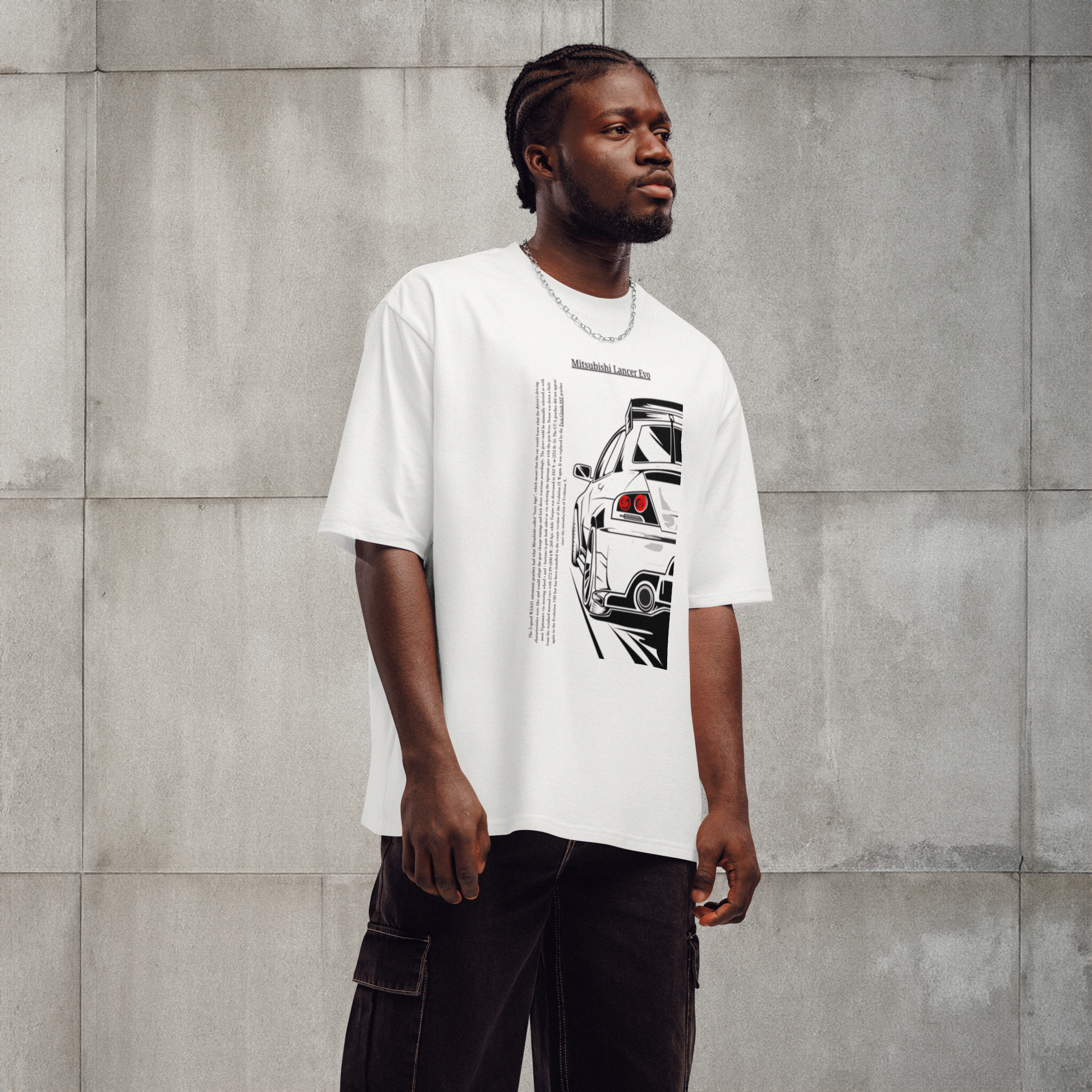 Oversized Heavyweight T-Shirt – Mitsubishi Lancer Evo Graphic Evo